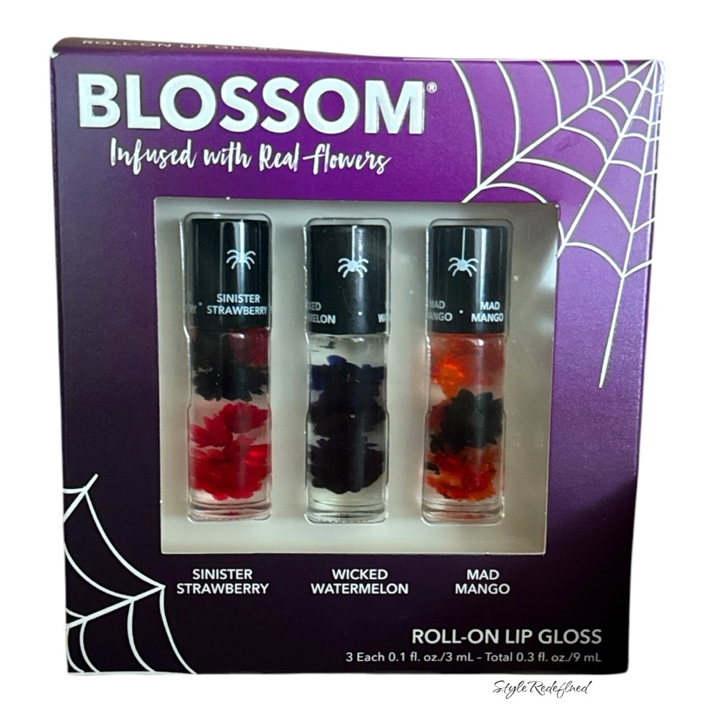 Blossom Roll-On Lip Gloss Set- Sinister Strawberry, Wicked Watermelon, Mad Mango